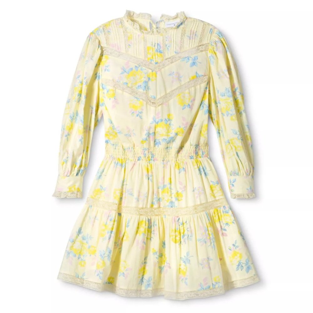 LoveShackFancy Louise Pintuck Yoke Mini Dress